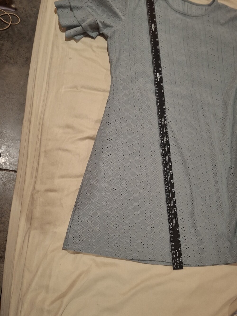Eyelet MintGreen Dress with Short Ruffled Sleeves - Picture 7 of 10